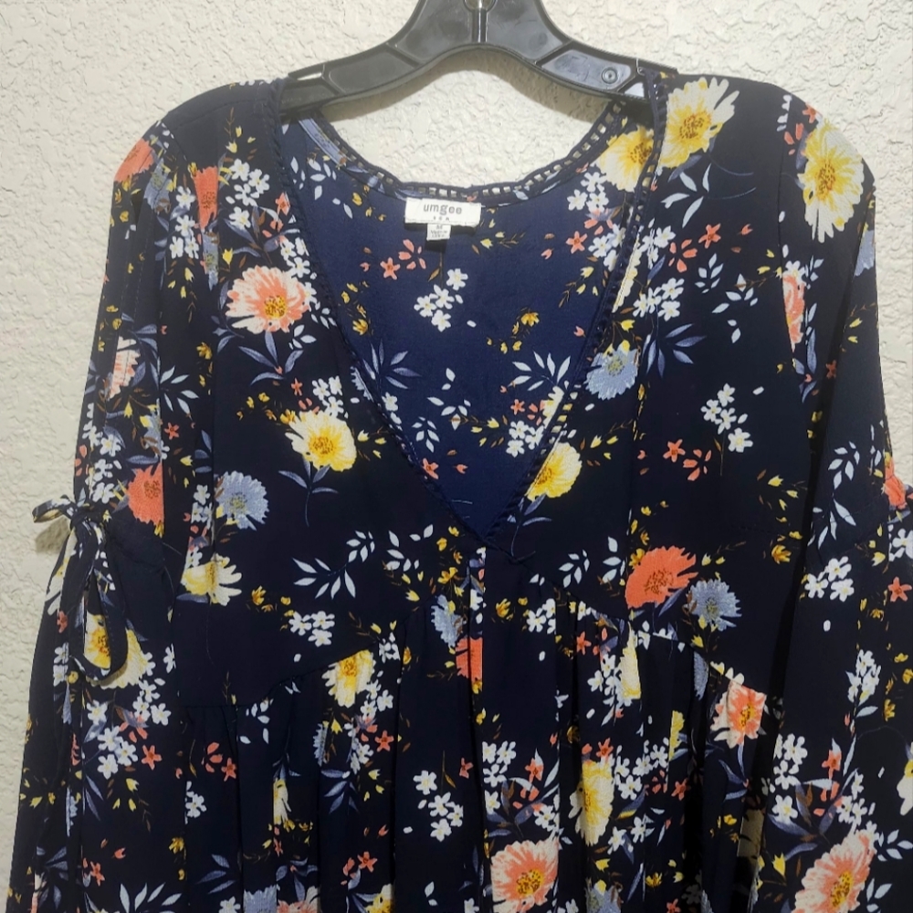 Umgee Floral Navy Dress